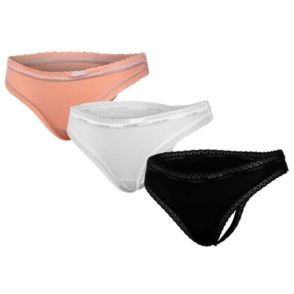 Calvin Klein 3PACK stringi damskie Calvin Klein multicolor (QD3802E-FIY)