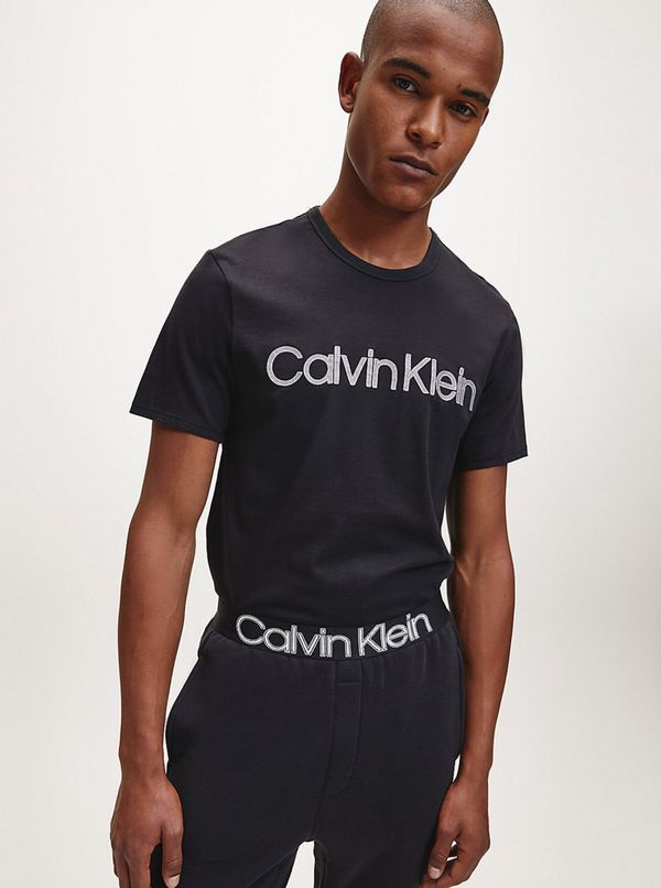 Calvin Klein Black Men's T-Shirt with Calvin Klein Print - Men's