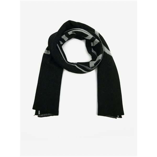 Calvin Klein Gray-black women's scarf with wool and cashmere Calvin Klein - Ladies
