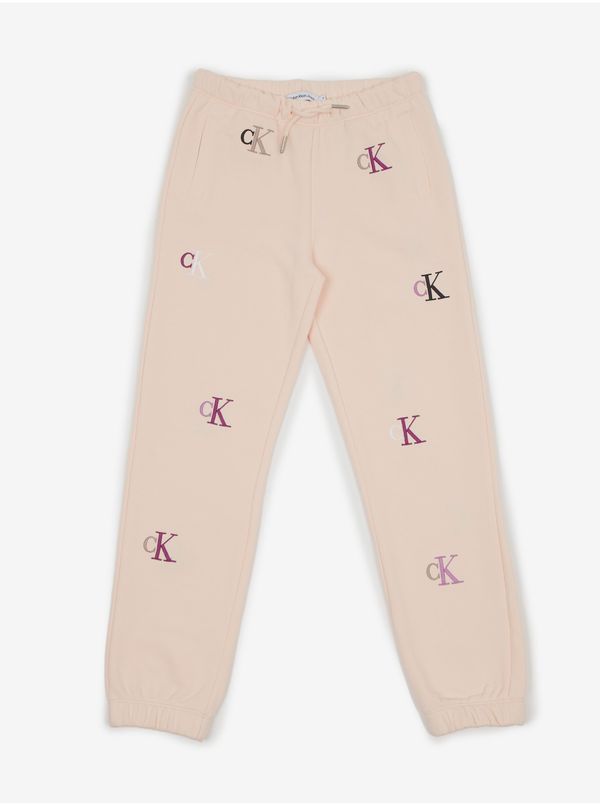 Calvin Klein Light pink girly patterned sweatpants Calvin Klein - Girls