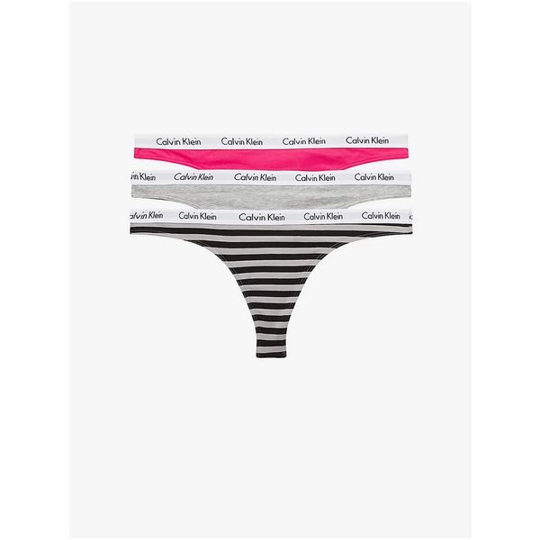 Calvin Klein Set of three women's thongs in grey and dark pink Calvin Klein Unde - Ladies