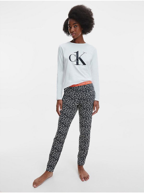 Calvin Klein White-black Womens Patterned Pyjamas with Calvin Klein Bag - Women