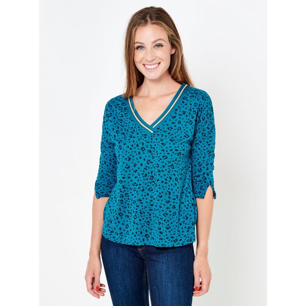 CAMAIEU Blue Patterned T-Shirt CAMAIEU - Women