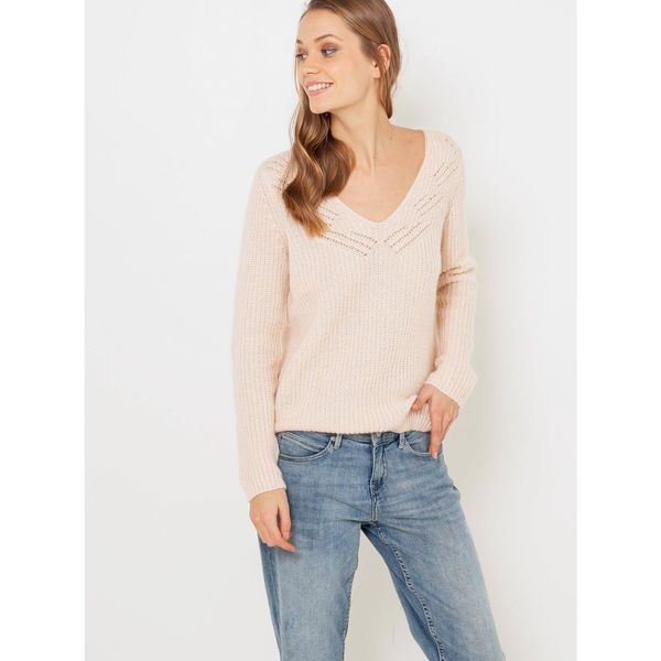 CAMAIEU Cream sweater with clamshell neckline CAMAIEU - Women