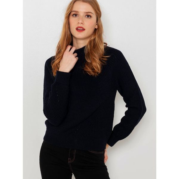 CAMAIEU Dark Blue Sweater with Stand-Up Collar CAMAIEU - Women