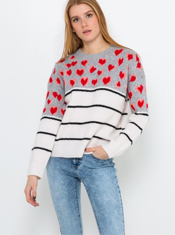 CAMAIEU Gray-white patterned sweater CAMAIEU - Women