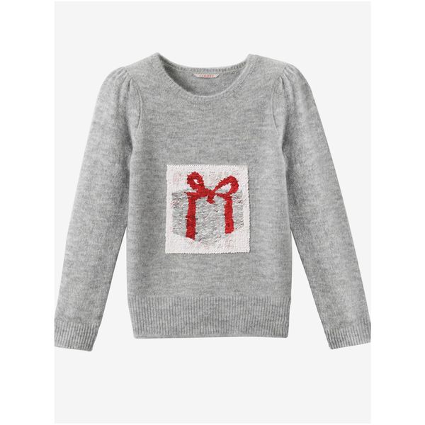 CAMAIEU Grey girls' sweatshirt with Christmas motif CAMAIEU - Girls