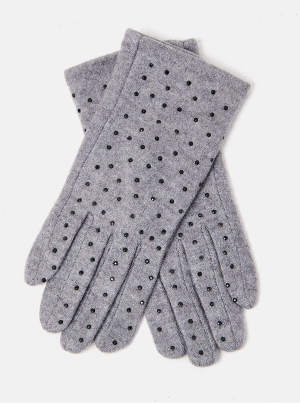 CAMAIEU Grey gloves with decorative rhinestones CAMAIEU - Women