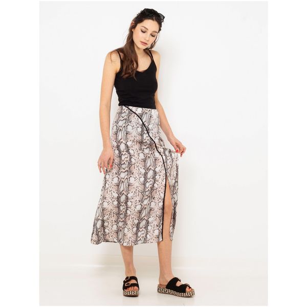 CAMAIEU Grey patterned skirt with slit CAMAIEU - Women
