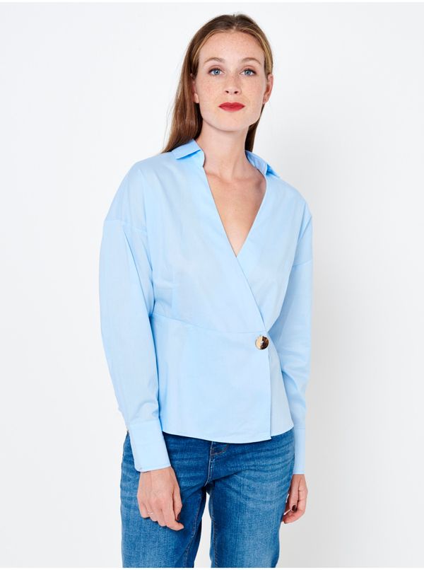 CAMAIEU Light Blue Blouse with Folded Neckline CAMAIEU - Women