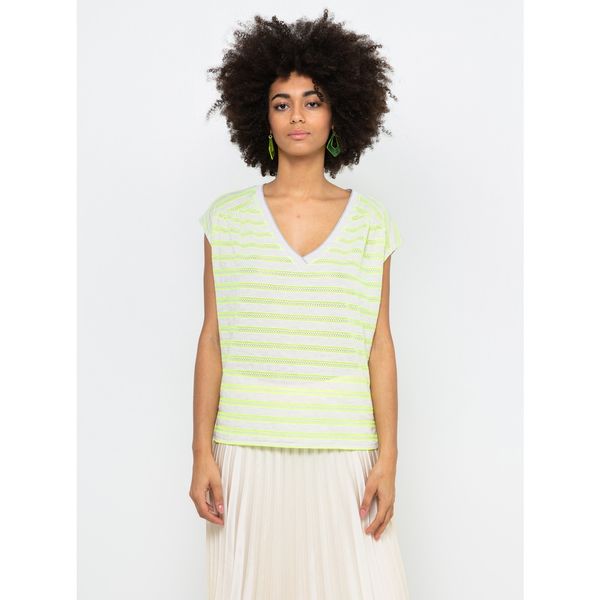 CAMAIEU Neon Yellow Striped Loose T-Shirt CAMAIEU - Women