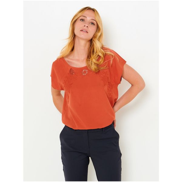 CAMAIEU Orange Blouse with Embroidery CAMAIEU - Women