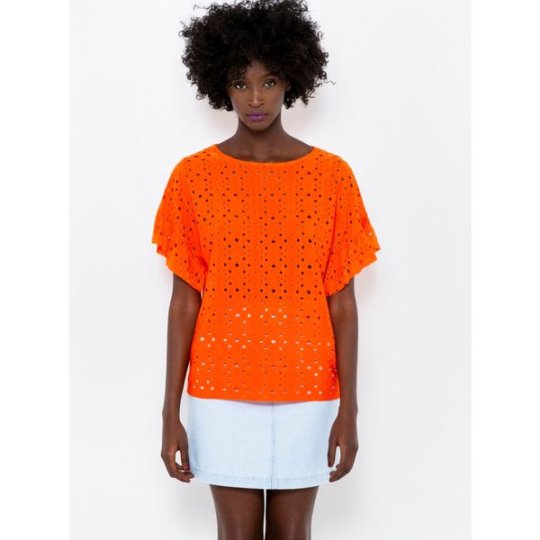 CAMAIEU Orange Blouse with Madeira CAMAIEU - Women