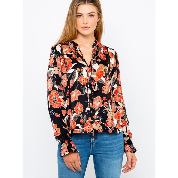 CAMAIEU Red-Black Flowered Blouse CAMAIEU - Women