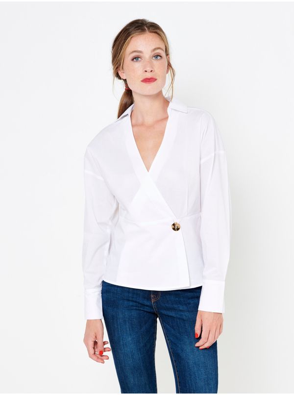 CAMAIEU White blouse with folded neckline CAMAIEU - Women