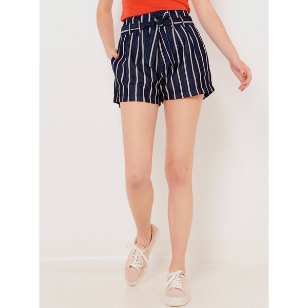 CAMAIEU White-Blue Striped Shorts CAMAIEU - Women