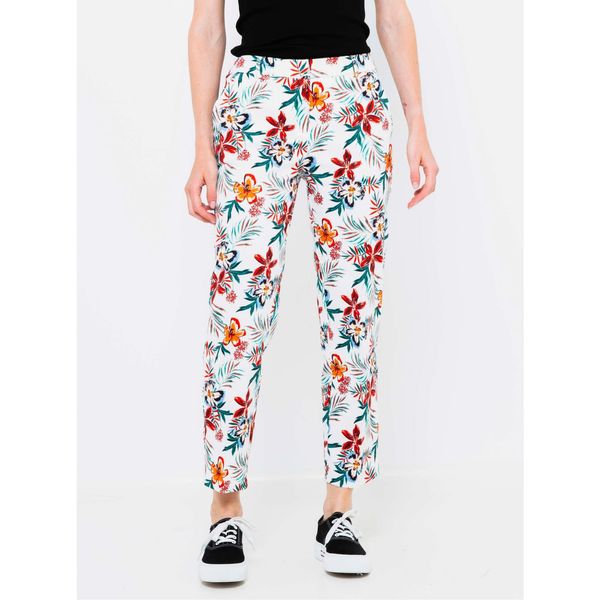 CAMAIEU White Floral Trousers CAMAIEU - Women