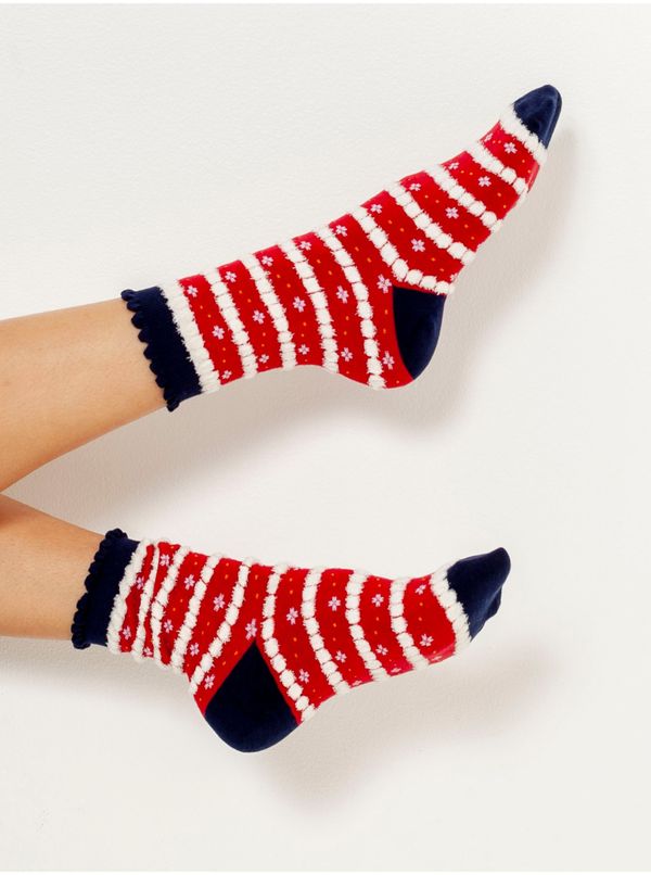 CAMAIEU White-red striped socks with Christmas motif CAMAIEU - Women