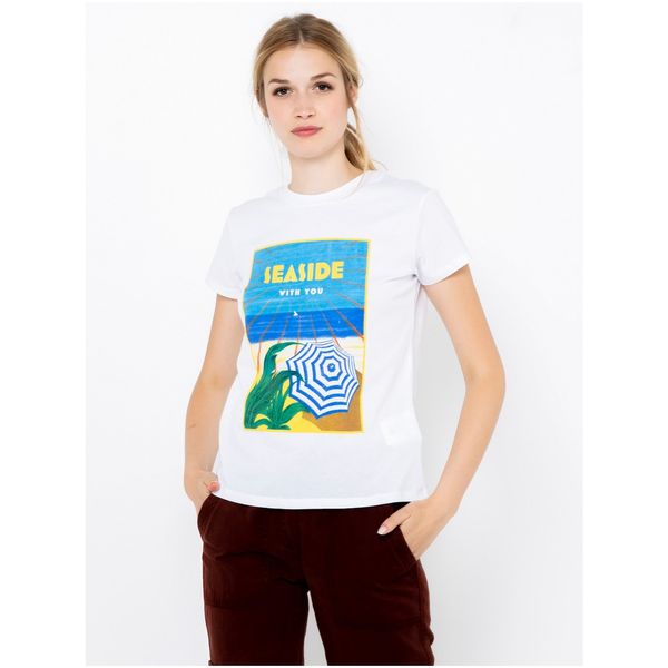 CAMAIEU White T-shirt with CAMAIEU print - Women