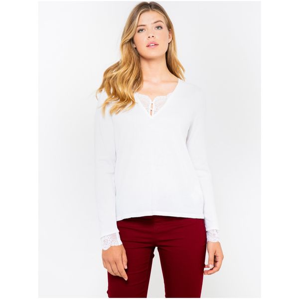 CAMAIEU White T-shirt with lace CAMAIEU - Women