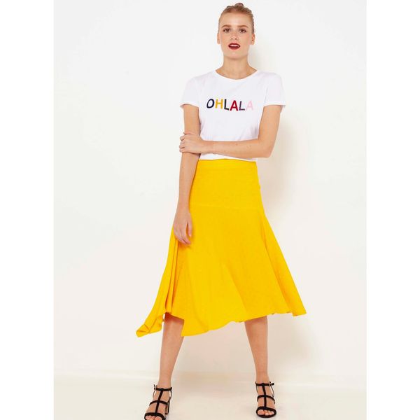 CAMAIEU Yellow Asymmetrical Midi Skirt CAMAIEU - Women