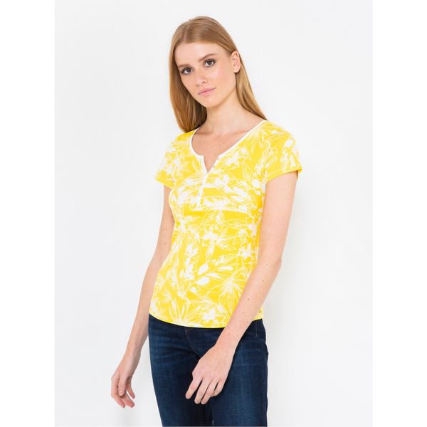 CAMAIEU Yellow Floral T-Shirt CAMAIEU - Women
