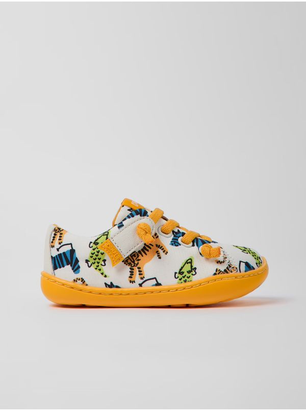 Camper Orange and White Girly Patterned Shoes with Leather Details Camper - Girls