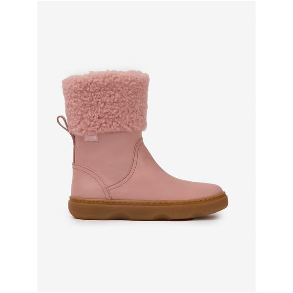 Camper Pink Girls Leather Winter Boots with Artificial Fur Camper - Girls