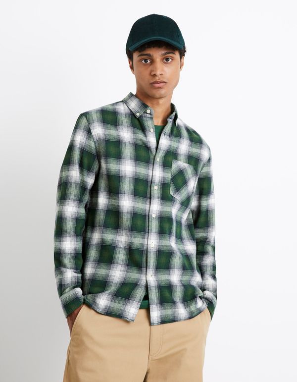 Celio Celio Flannel Plaid Shirt Camulto - Men