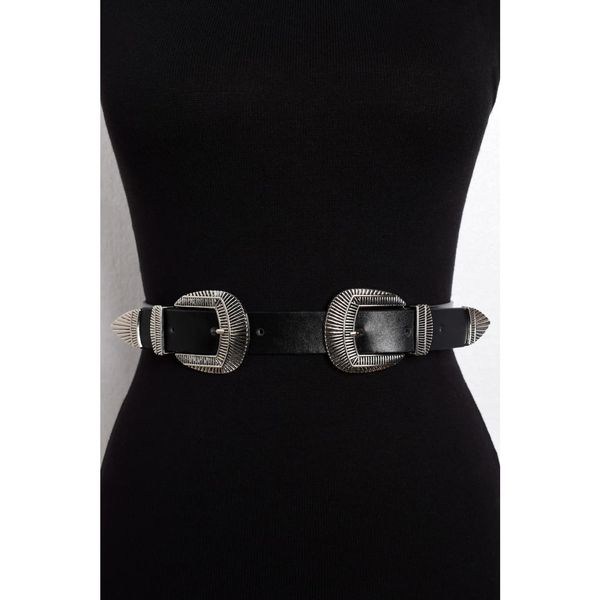 Cool & Sexy Cool & Sexy Women's Black Double Belt BE220