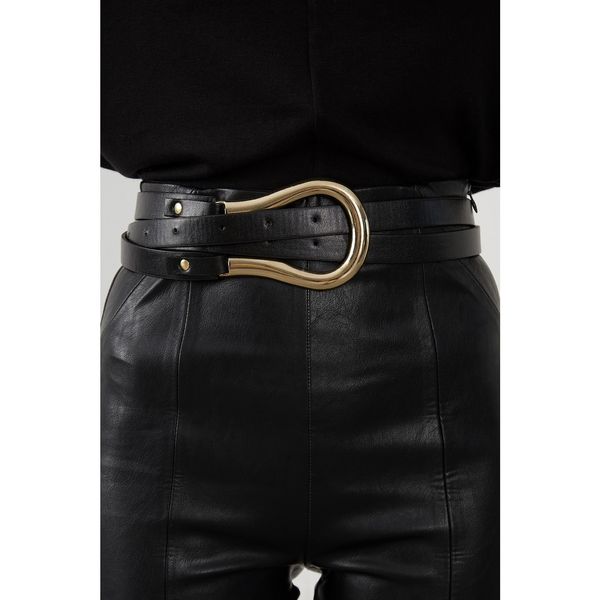 Cool & Sexy Cool & Sexy Women's Black Gold Buckled Belt BE454
