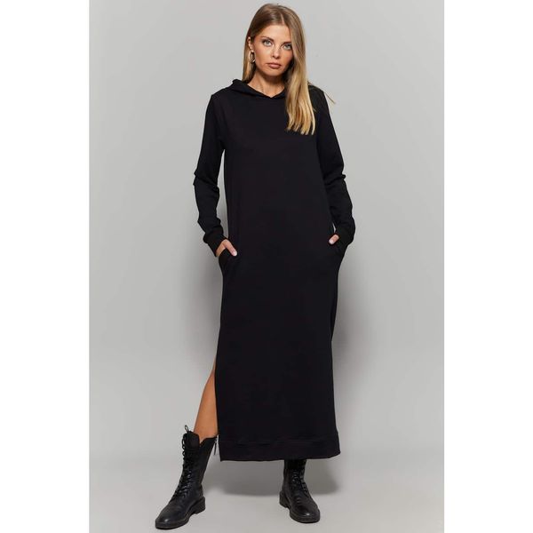 Cool & Sexy Cool & Sexy Women's Black Slit Hooded Maxi Dress
