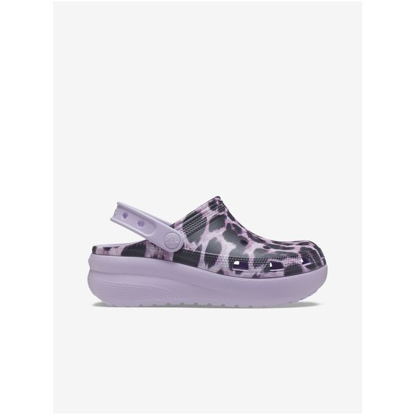 Crocs Black-Purple Girl Patterned Slippers Crocs - Girls