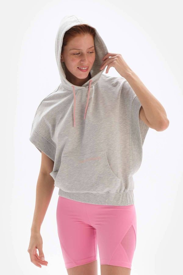 Dagi Dagi Light Gray Women's Sweatshirt Sleeveless Hoodie
