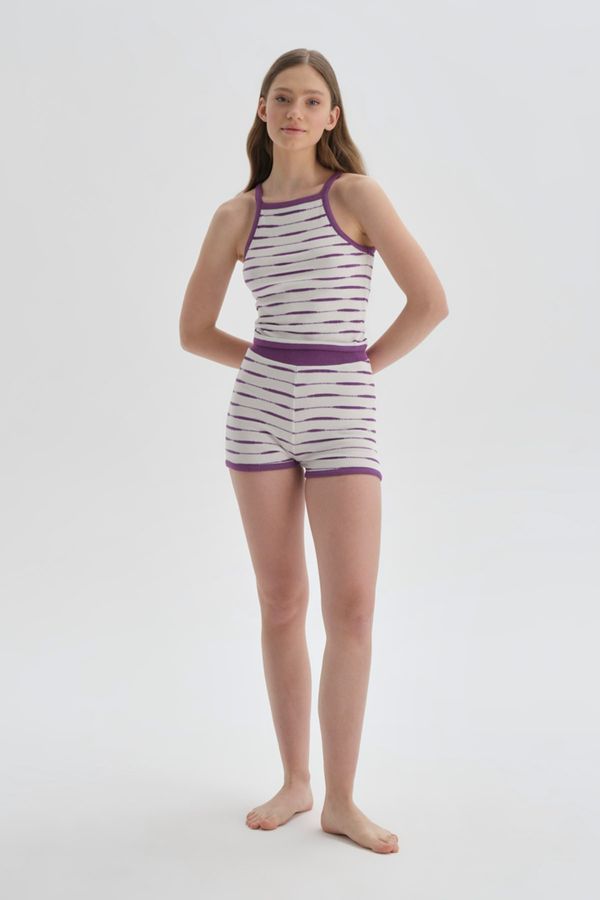 Dagi Dagi Pajama Set - Purple - Striped
