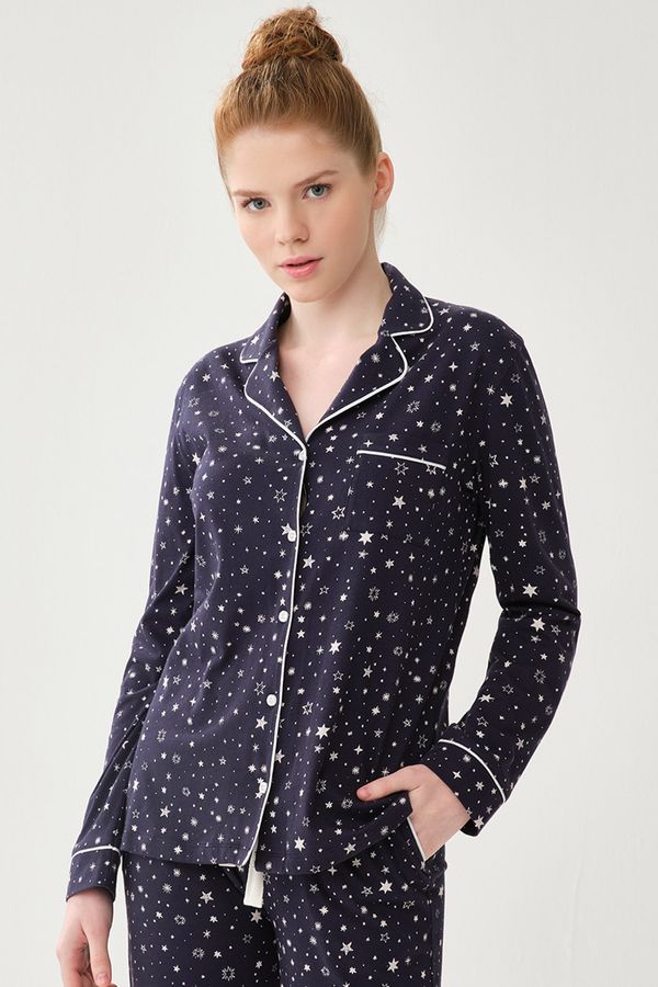 Dagi Dagi Pajama Top - Navy blue - Polka dot