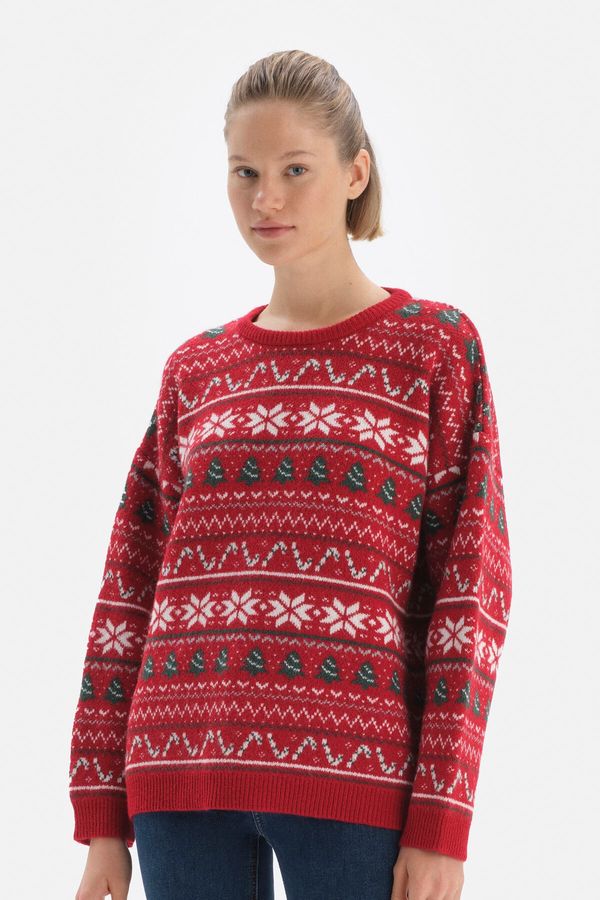 Dagi Dagi Red Jacquard Knitwear Sweater