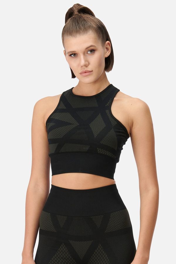 Dagi Dagi Sports Bra - Black - Geometric pattern