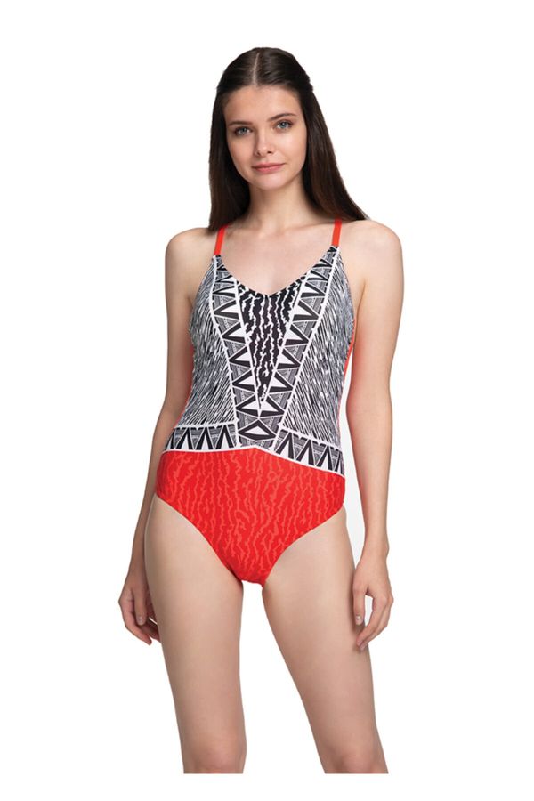 Dagi Dagi Swimsuit - Orange - Ethnic pattern