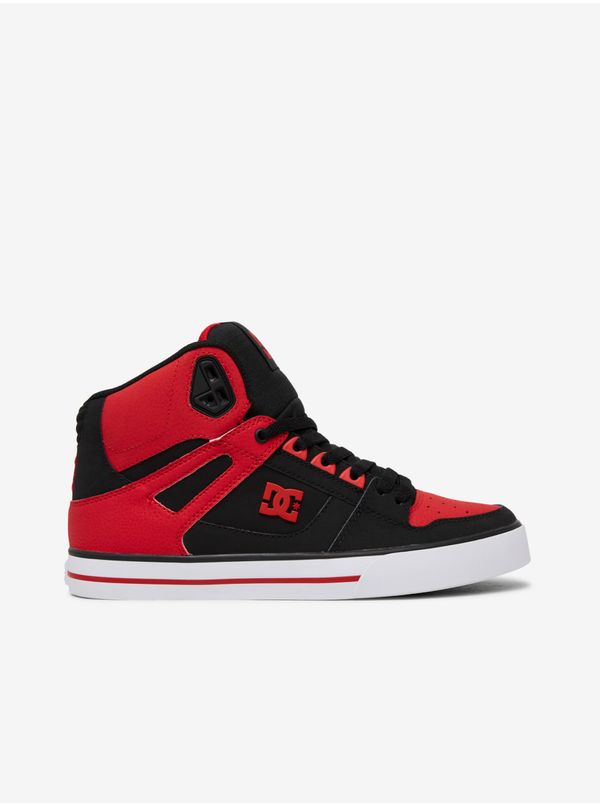 DC Black Red Mens Ankle Sneakers with Suede Details DC Pure - Men