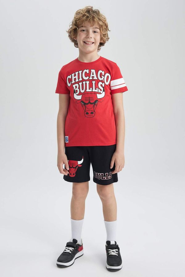 DEFACTO Boys Defacto Fit Regular Fit NBA Chicago Bulls Licensed Sweatshirt Fabric Shorts