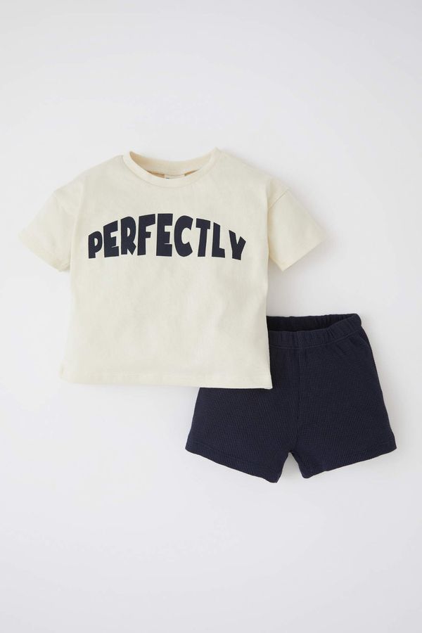 DEFACTO DEFACTO 2 piece Regular Fit Crew Neck Slogan Knitted Set