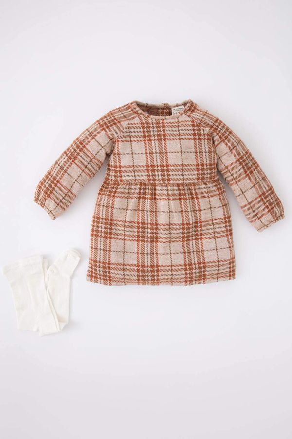 DEFACTO DEFACTO 2 piece Regular Fit Plaid Long Sleeve Knitted Dress