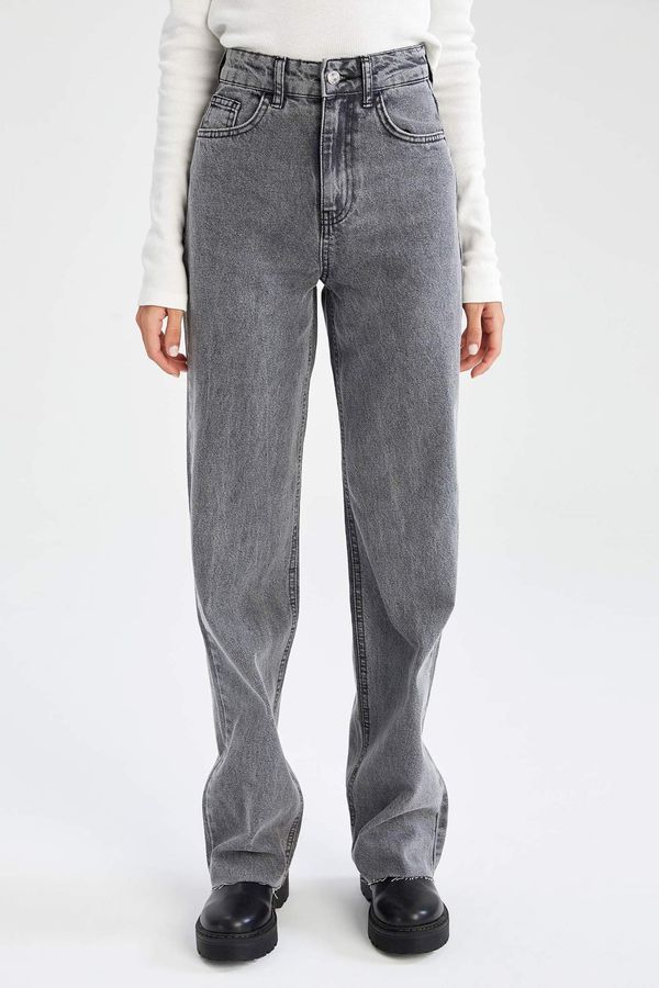DEFACTO DEFACTO 90'S Wide Leg High Waist Distressed Jean Trousers