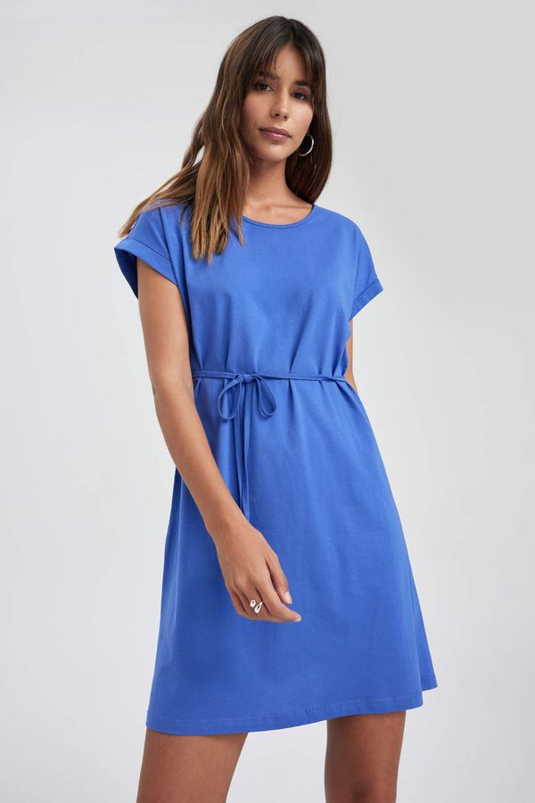 DEFACTO DEFACTO A Cut Crew Neck Mini Short Sleeve Dress