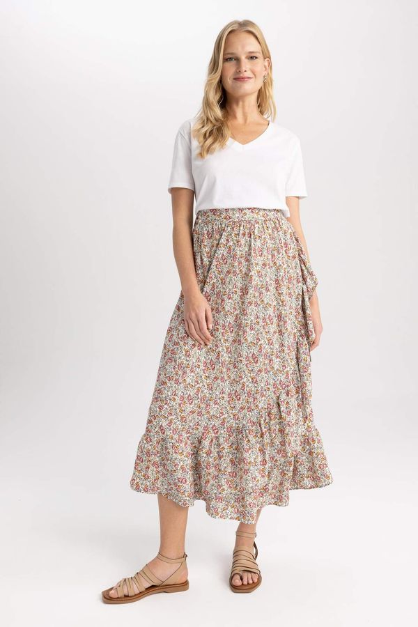 DEFACTO DEFACTO A Cut Patterned Ruffle Midi Skirt