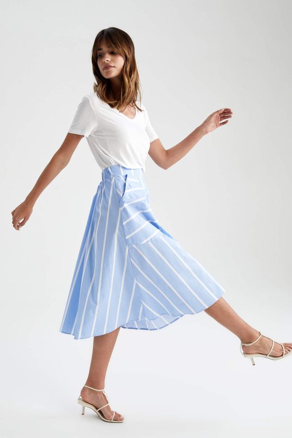 DEFACTO DEFACTO A Cut Striped Midi Skirt