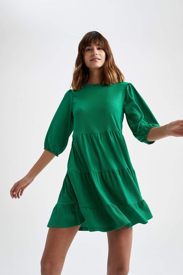 DEFACTO DEFACTO A-Line Basic Half Sleeve Ruffle Mini Dress