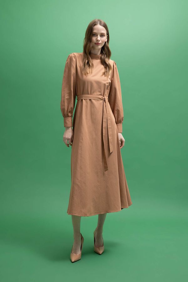 DEFACTO DEFACTO A-Line Half Turtleneck Poplin Long Sleeve Dress