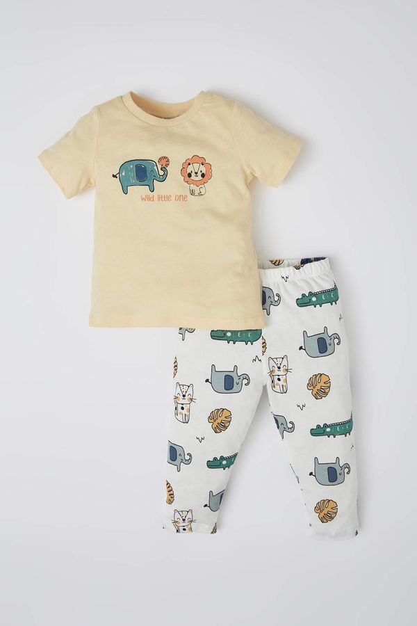 DEFACTO DEFACTO Baby Boy Lion Printed Short Sleeve Cotton Pajamas Set